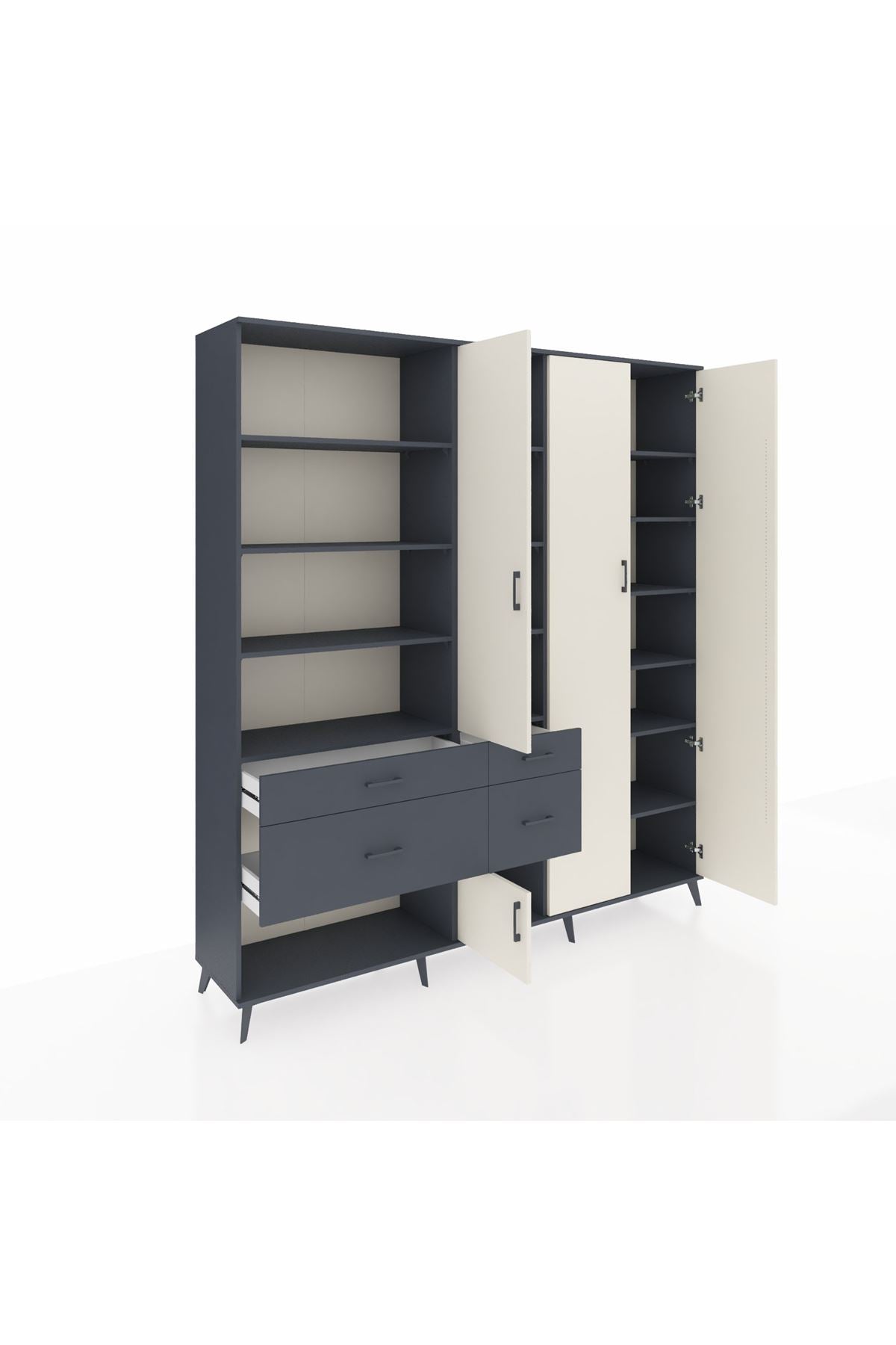 Hyperion Dolap 14 Raflı 4 Çekmeceli 4 Kapaklı 220x44x243 - S553M042V14B