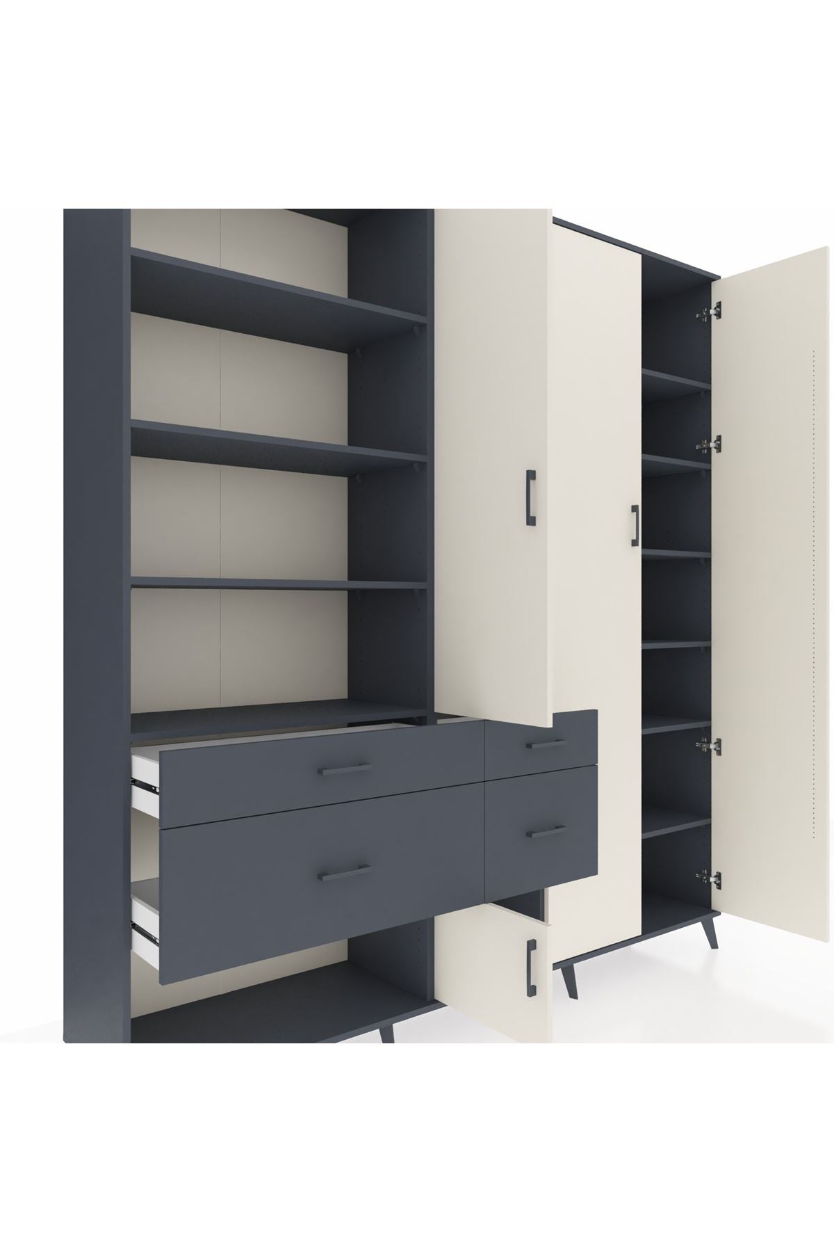 Hyperion Dolap 14 Raflı 4 Çekmeceli 4 Kapaklı 220x44x243 - S553M042V14B