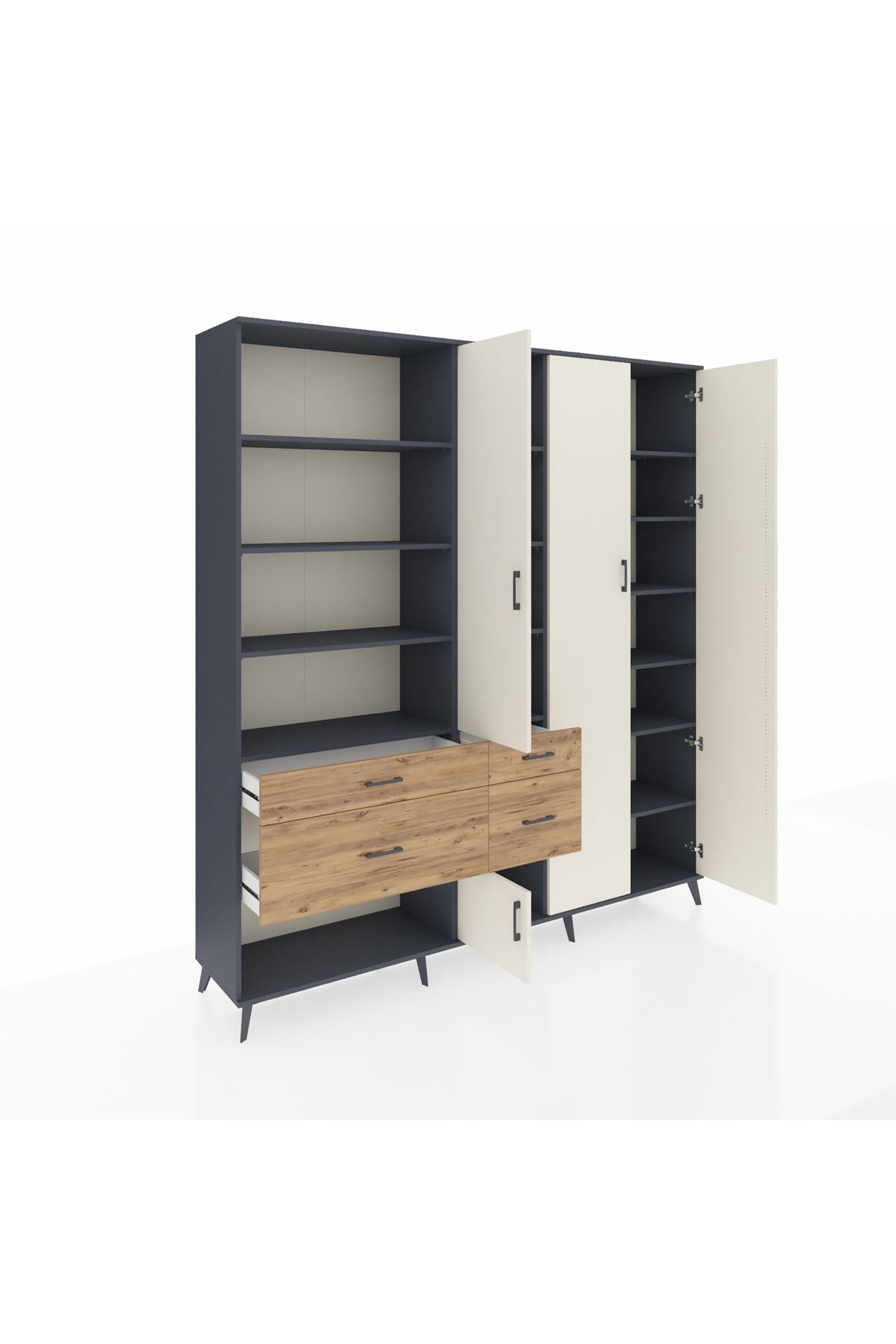 Hyperion Dolap 14 Raflı 4 Çekmeceli 4 Kapaklı 220x44x243 - S553M042V15B