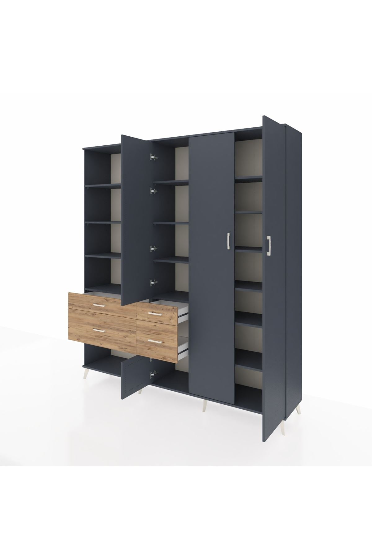 Hyperion Dolap 14 Raflı 4 Çekmeceli 4 Kapaklı 220x44x243 - S553M042V18B