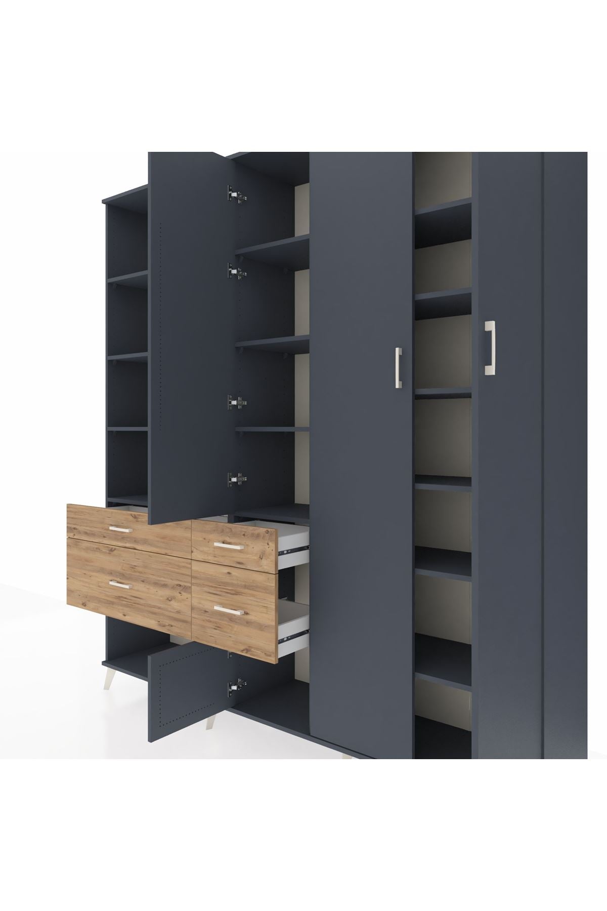 Hyperion Dolap 14 Raflı 4 Çekmeceli 4 Kapaklı 220x44x243 - S553M042V18B