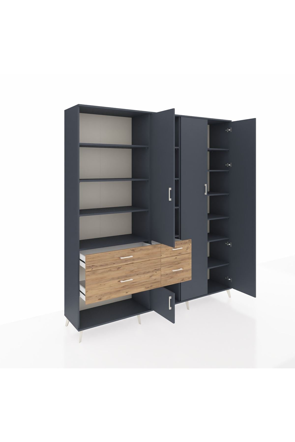 Hyperion Dolap 14 Raflı 4 Çekmeceli 4 Kapaklı 220x44x243 - S553M042V18B