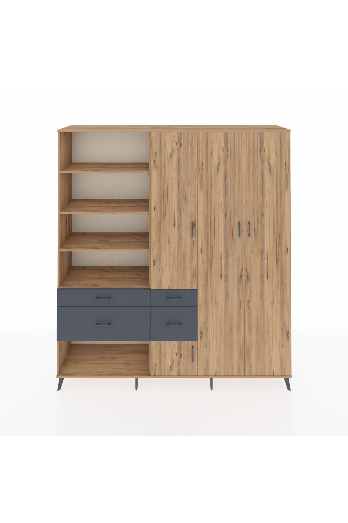 Hyperion Dolap 14 Raflı 4 Çekmeceli 4 Kapaklı 220x44x243 - S553M042V20B