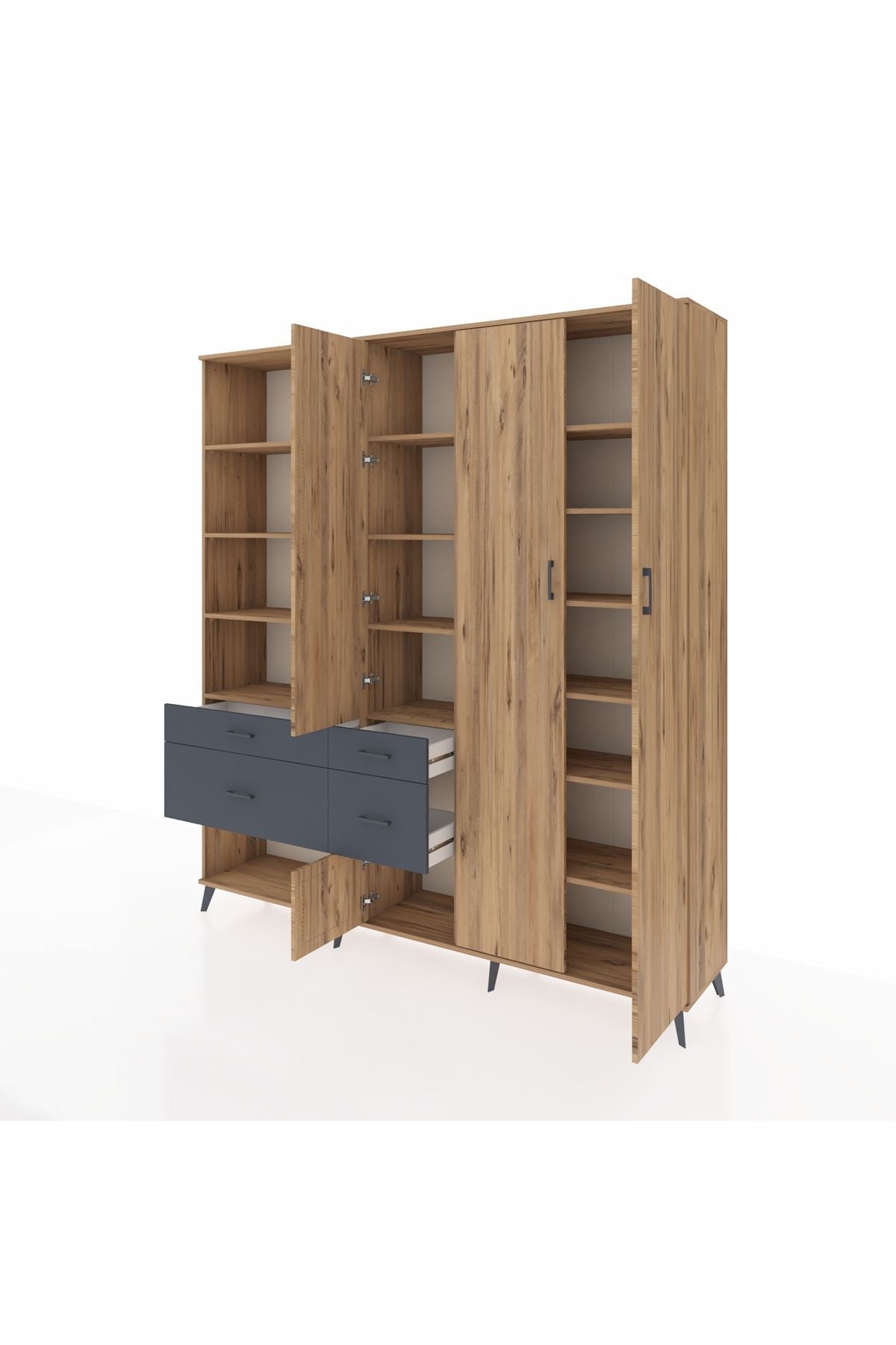 Hyperion Dolap 14 Raflı 4 Çekmeceli 4 Kapaklı 220x44x243 - S553M042V20B