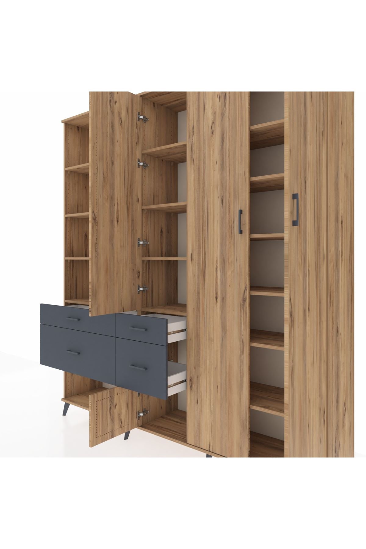 Hyperion Dolap 14 Raflı 4 Çekmeceli 4 Kapaklı 220x44x243 - S553M042V20B