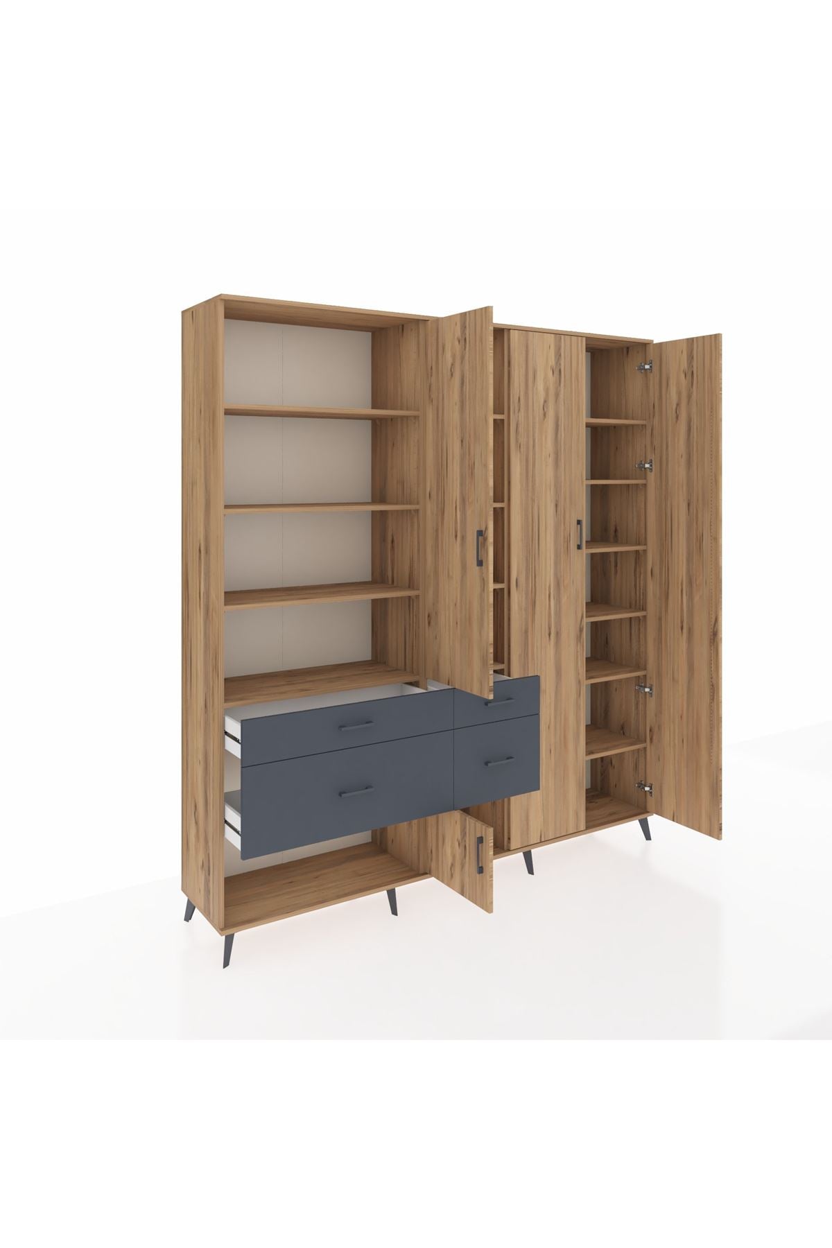 Hyperion Dolap 14 Raflı 4 Çekmeceli 4 Kapaklı 220x44x243 - S553M042V20B