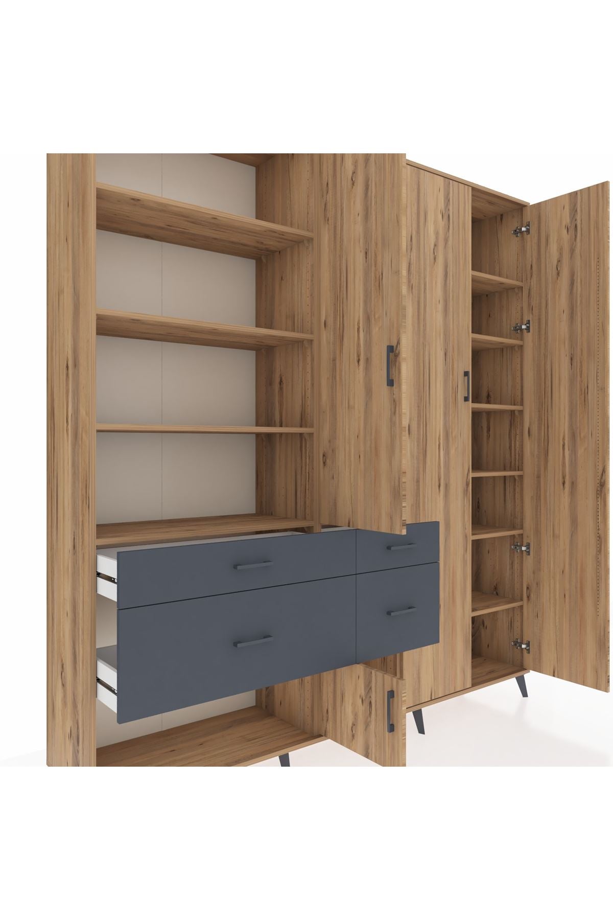 Hyperion Dolap 14 Raflı 4 Çekmeceli 4 Kapaklı 220x44x243 - S553M042V20B