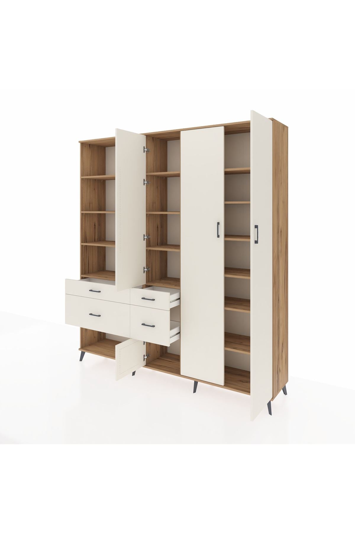 Hyperion Dolap 14 Raflı 4 Çekmeceli 4 Kapaklı 220x44x243 - S553M042V22B