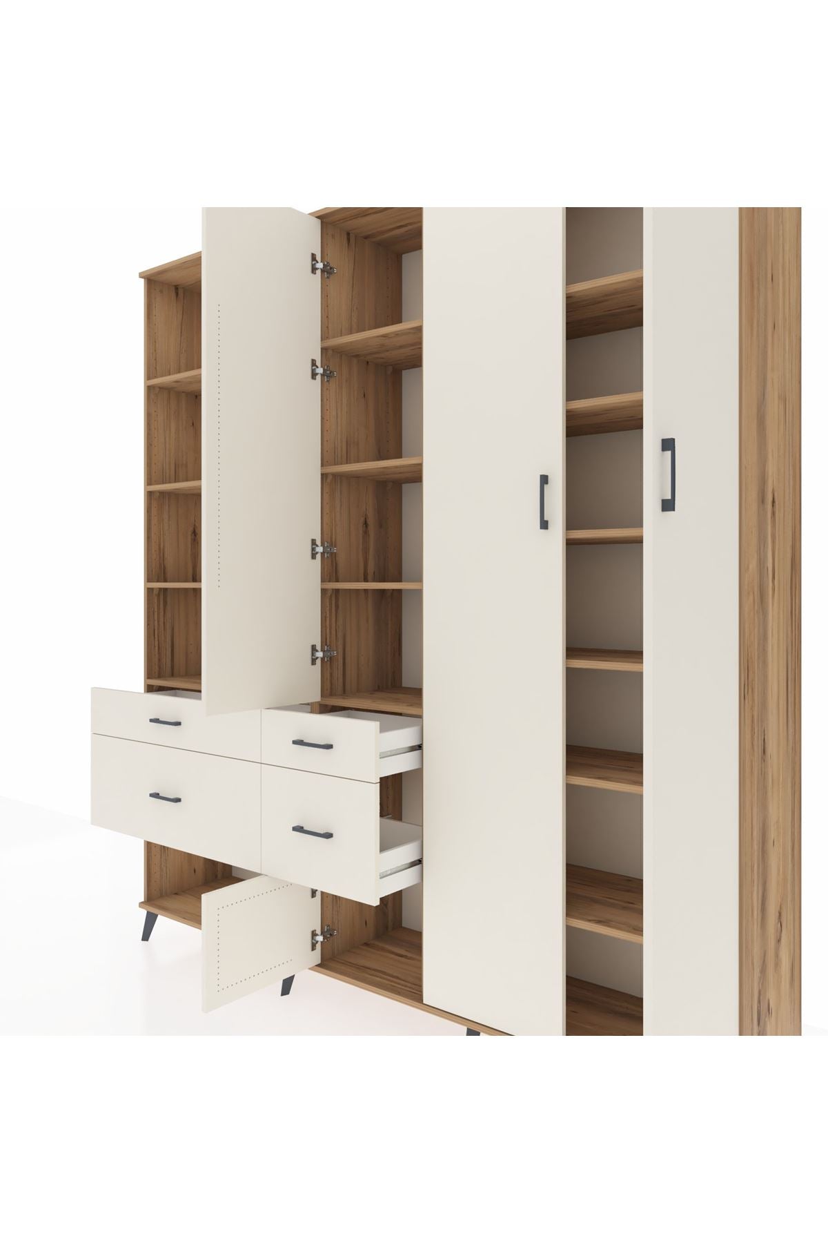 Hyperion Dolap 14 Raflı 4 Çekmeceli 4 Kapaklı 220x44x243 - S553M042V22B