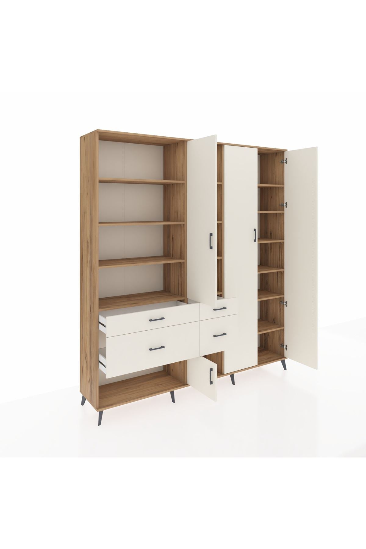 Hyperion Dolap 14 Raflı 4 Çekmeceli 4 Kapaklı 220x44x243 - S553M042V22B