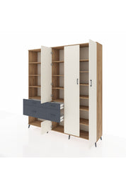 Hyperion Dolap 14 Raflı 4 Çekmeceli 4 Kapaklı 220x44x243 - S553M042V23B