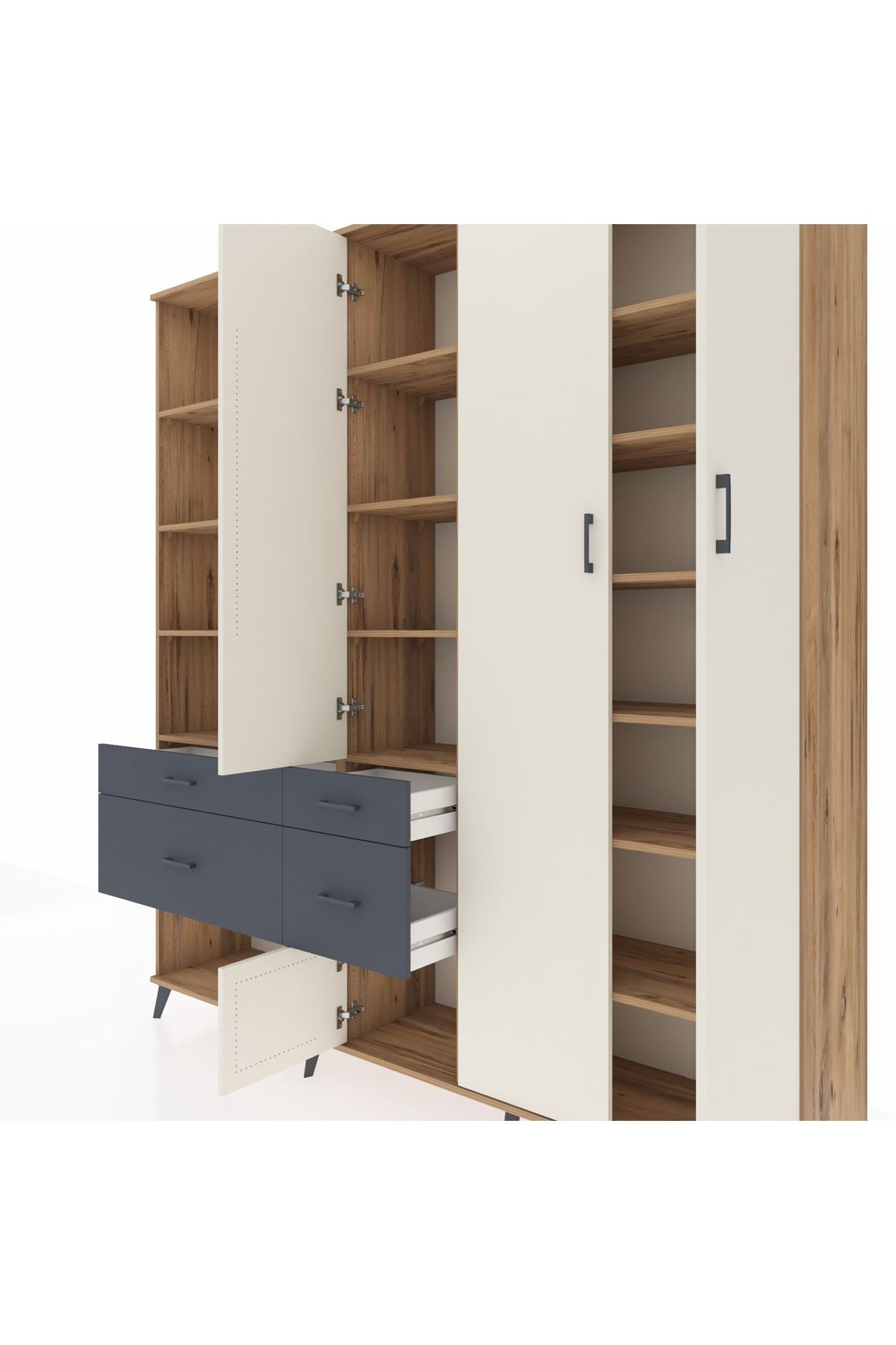 Hyperion Dolap 14 Raflı 4 Çekmeceli 4 Kapaklı 220x44x243 - S553M042V23B