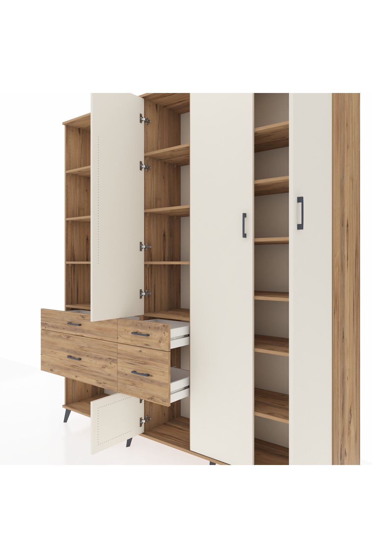 Hyperion Dolap 14 Raflı 4 Çekmeceli 4 Kapaklı 220x44x243 - S553M042V24B