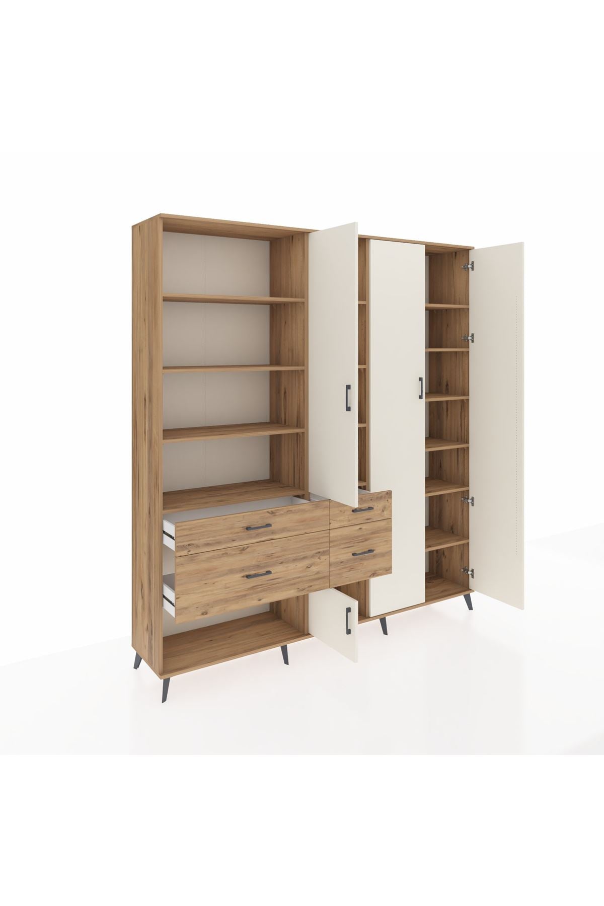 Hyperion Dolap 14 Raflı 4 Çekmeceli 4 Kapaklı 220x44x243 - S553M042V24B