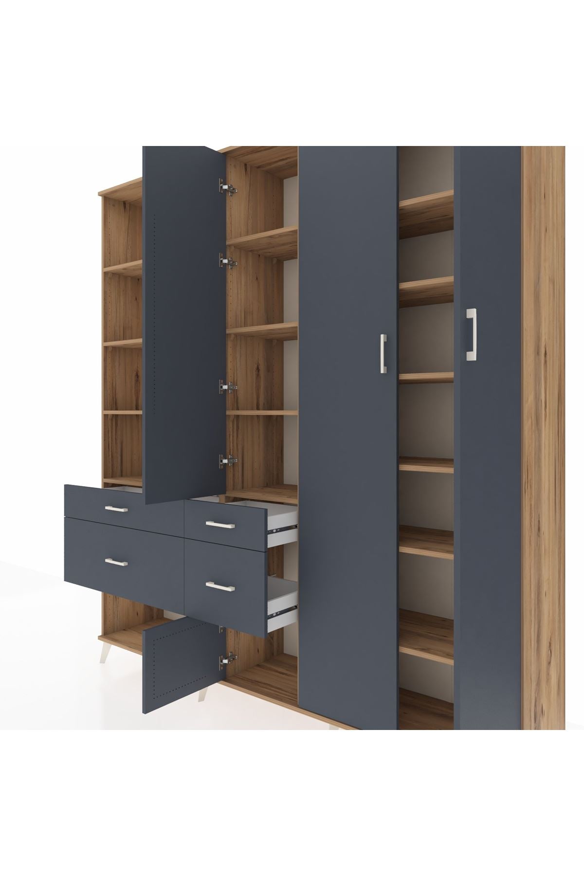 Hyperion Dolap 14 Raflı 4 Çekmeceli 4 Kapaklı 220x44x243 - S553M042V26B