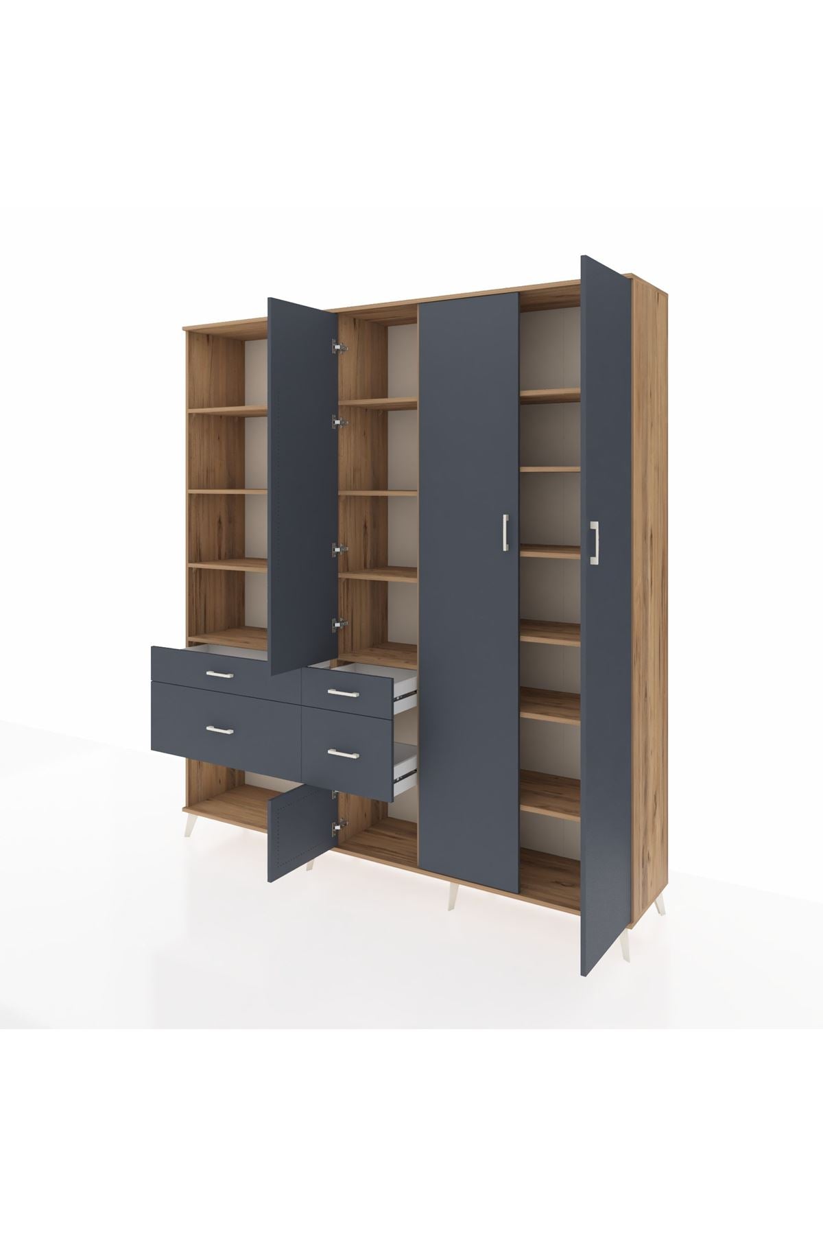 Hyperion Dolap 14 Raflı 4 Çekmeceli 4 Kapaklı 220x44x243 - S553M042V26B