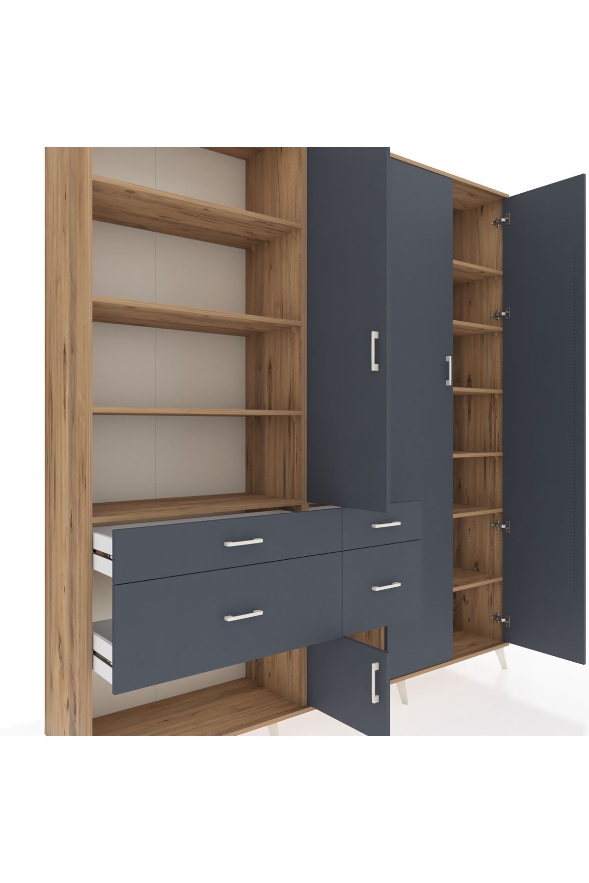 Hyperion Dolap 14 Raflı 4 Çekmeceli 4 Kapaklı 220x44x243 - S553M042V26B