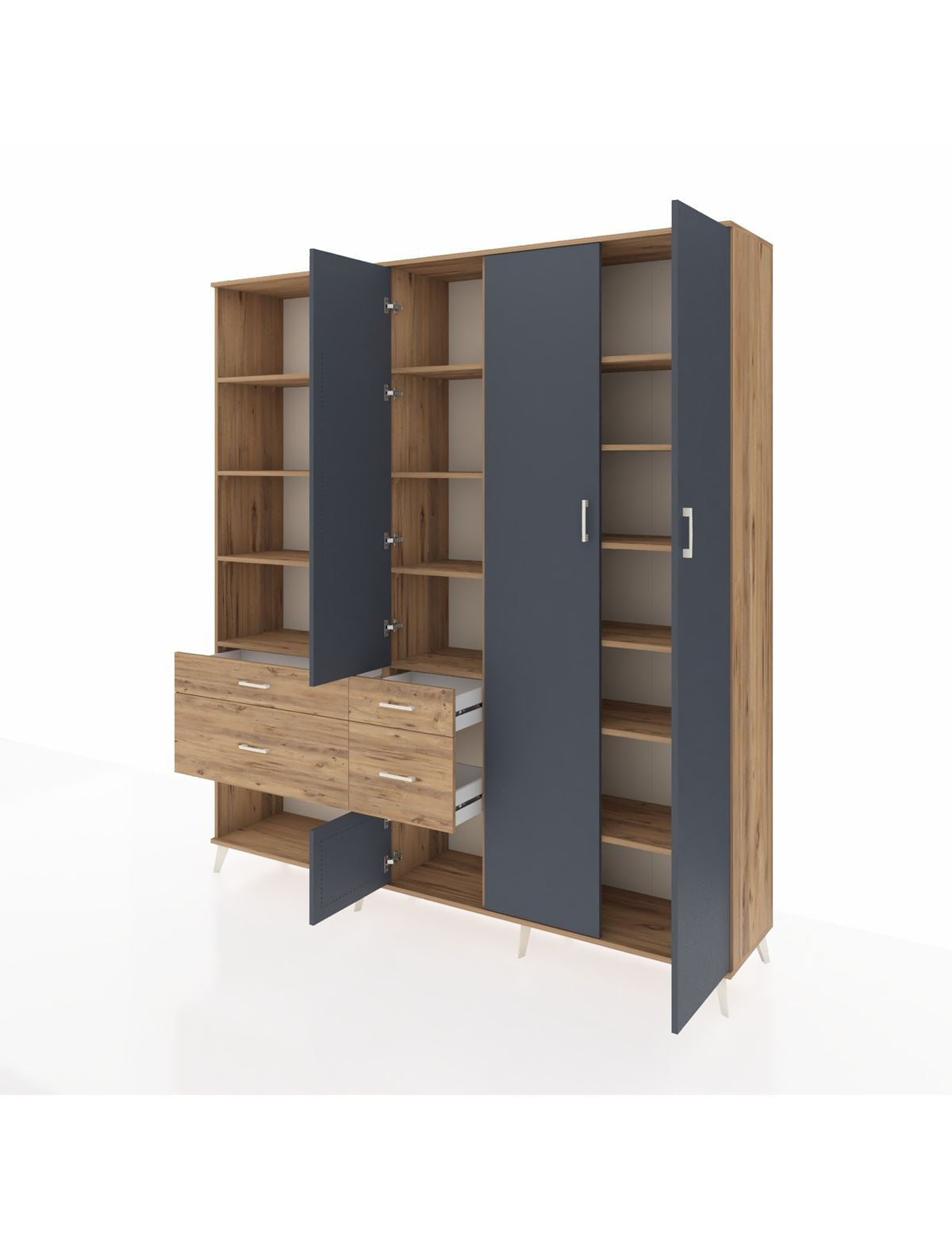 Hyperion Dolap 14 Raflı 4 Çekmeceli 4 Kapaklı 220x44x243 - S553M042V27B