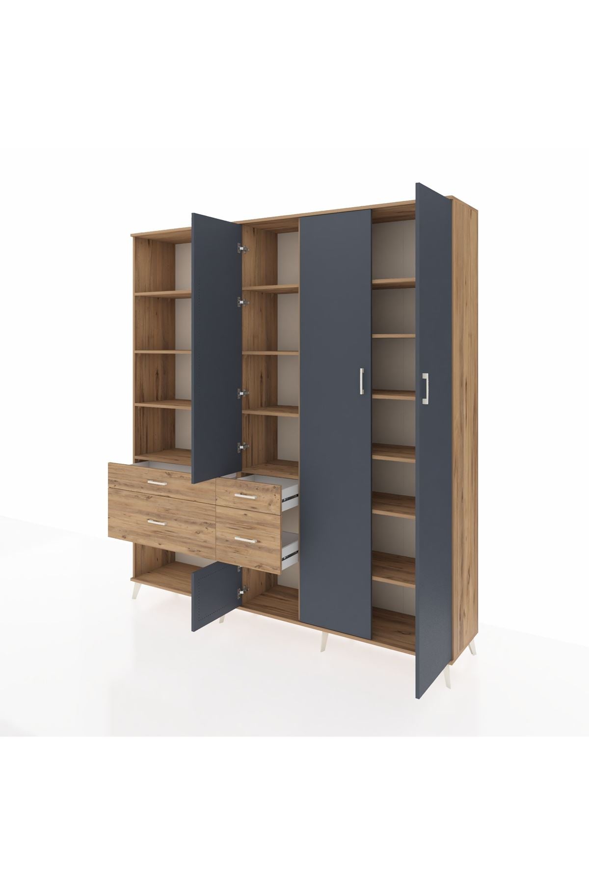 Hyperion Dolap 14 Raflı 4 Çekmeceli 4 Kapaklı 220x44x243 - S553M042V27B