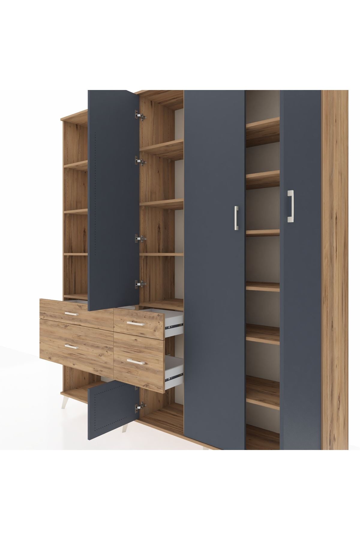 Hyperion Dolap 14 Raflı 4 Çekmeceli 4 Kapaklı 220x44x243 - S553M042V27B