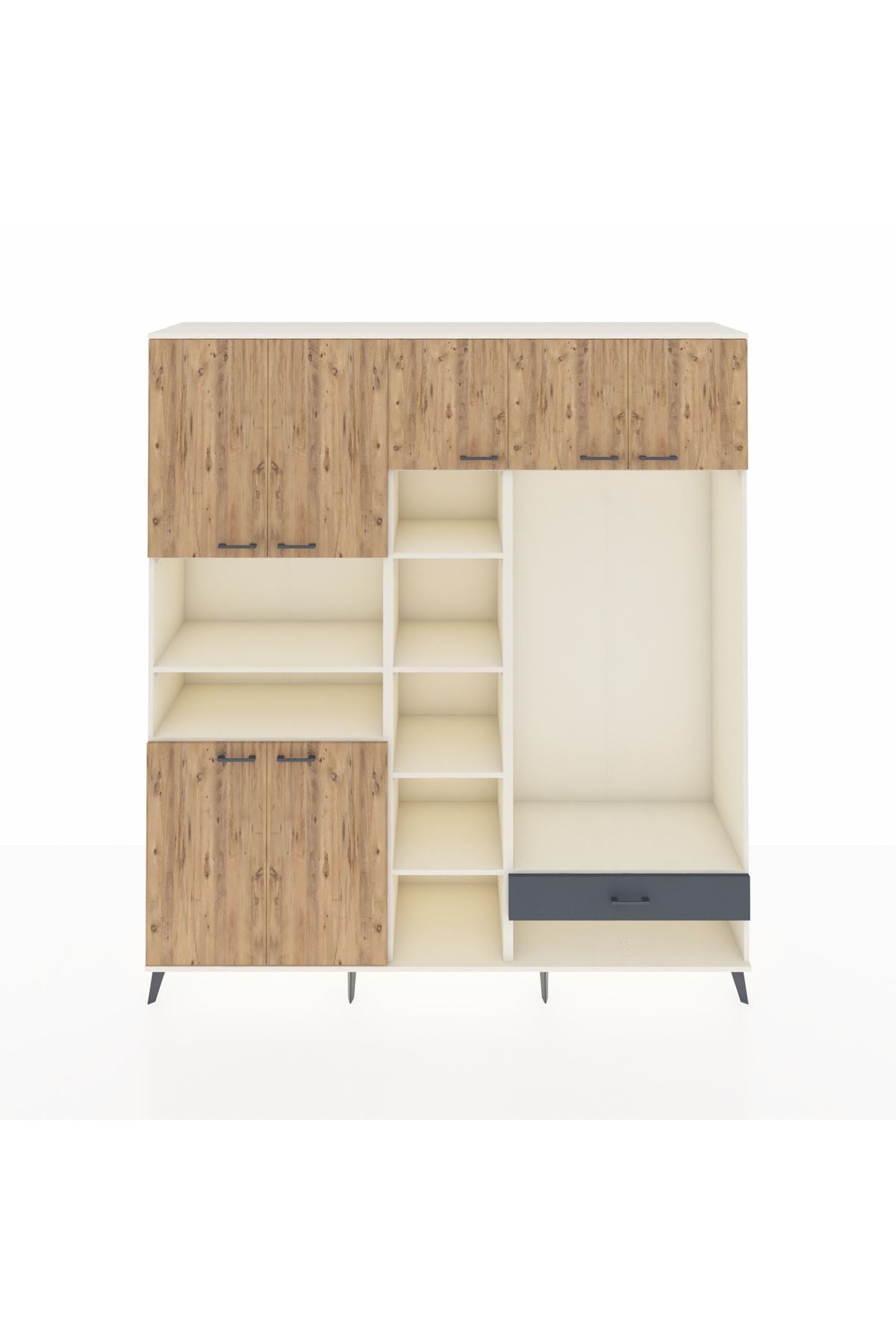 Hyperion Dolap 11 Raflı Tek Çekmeceli 7 Kapaklı 220x44x243 - S553M043V02B