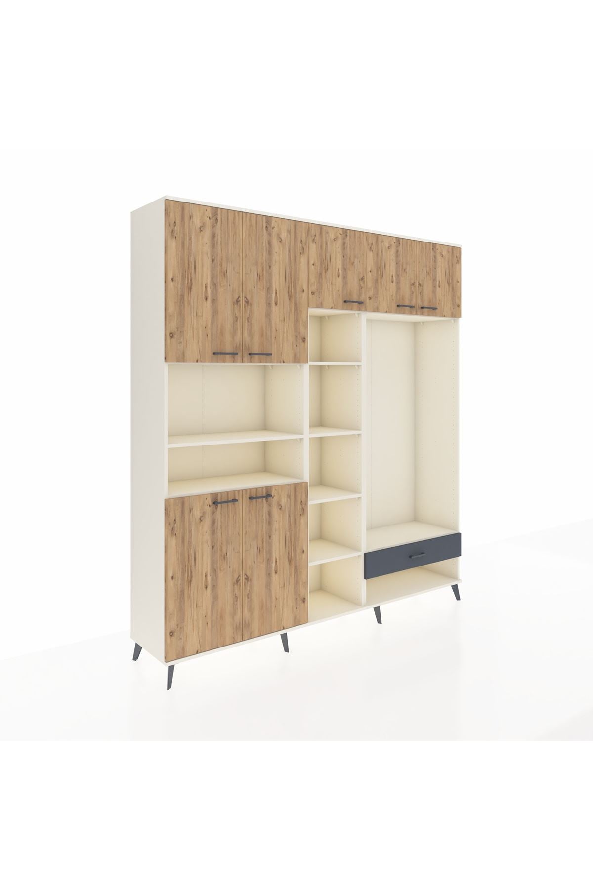 Hyperion Dolap 11 Raflı Tek Çekmeceli 7 Kapaklı 220x44x243 - S553M043V02B