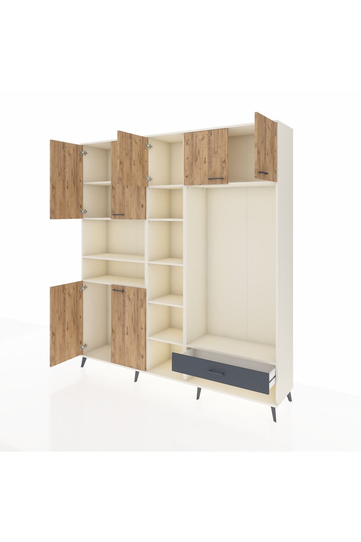 Hyperion Dolap 11 Raflı Tek Çekmeceli 7 Kapaklı 220x44x243 - S553M043V02B