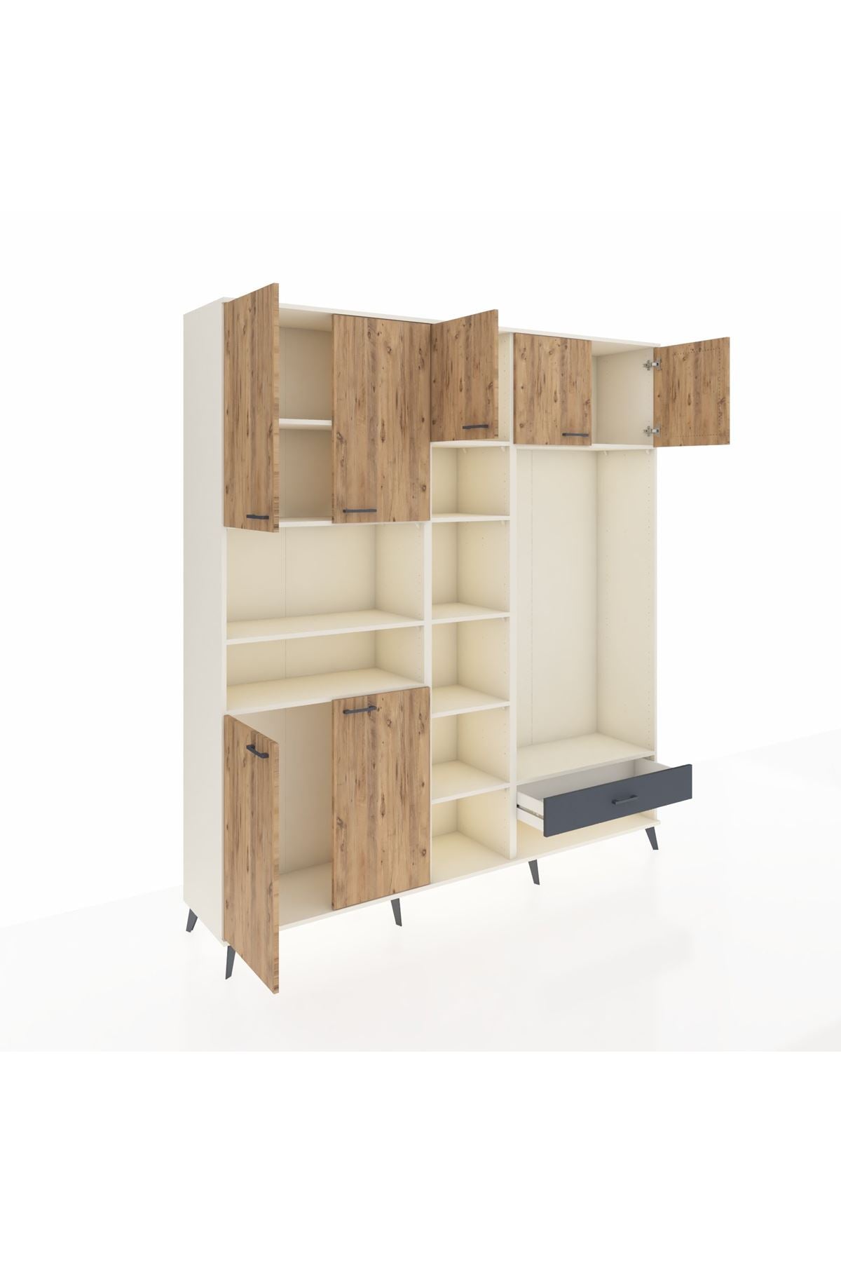 Hyperion Dolap 11 Raflı Tek Çekmeceli 7 Kapaklı 220x44x243 - S553M043V02B