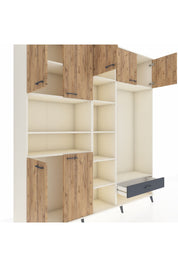 Hyperion Dolap 11 Raflı Tek Çekmeceli 7 Kapaklı 220x44x243 - S553M043V02B