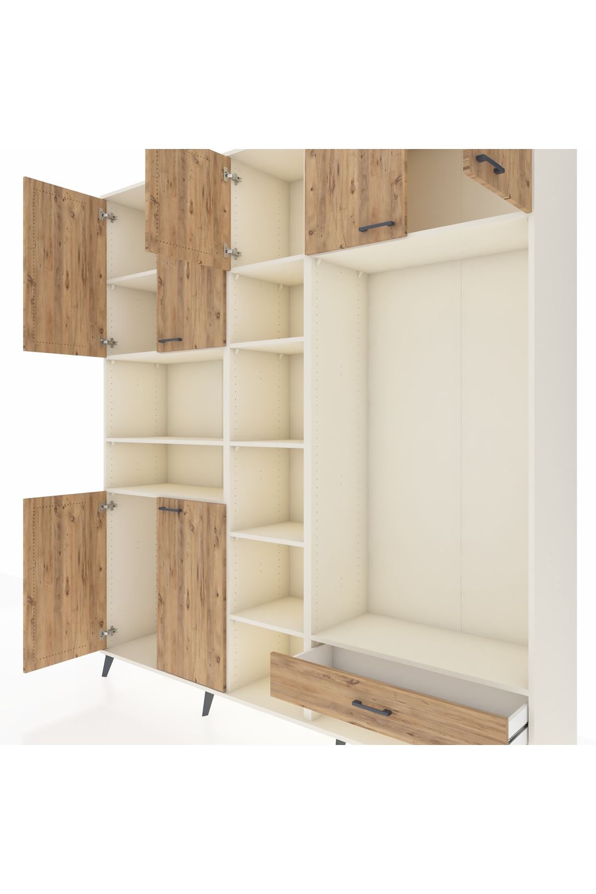 Hyperion Dolap 11 Raflı Tek Çekmeceli 7 Kapaklı 220x44x243 - S553M043V03B