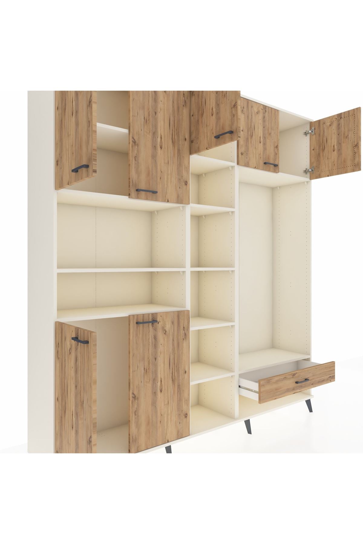 Hyperion Dolap 11 Raflı Tek Çekmeceli 7 Kapaklı 220x44x243 - S553M043V03B