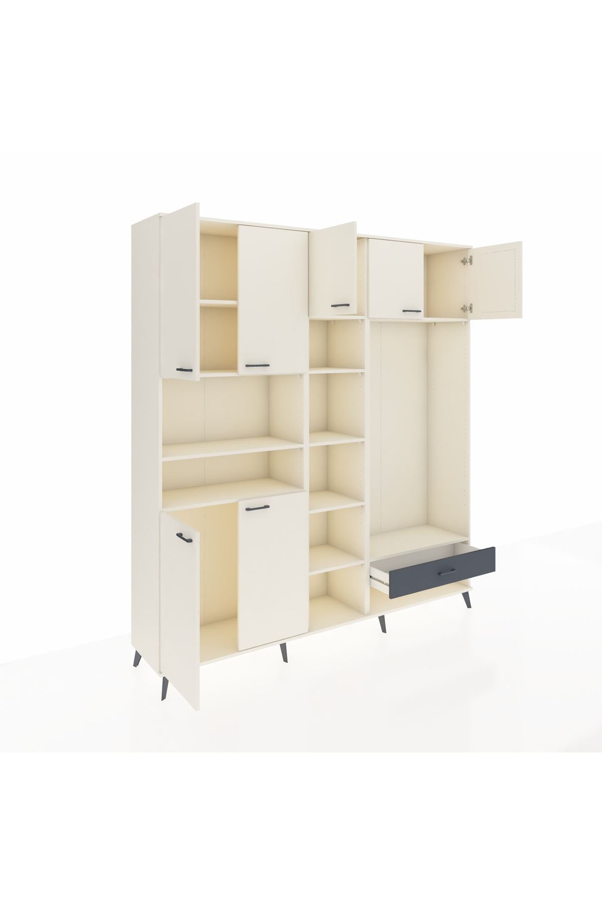 Hyperion Dolap 11 Raflı Tek Çekmeceli 7 Kapaklı 220x44x243 - S553M043V05B