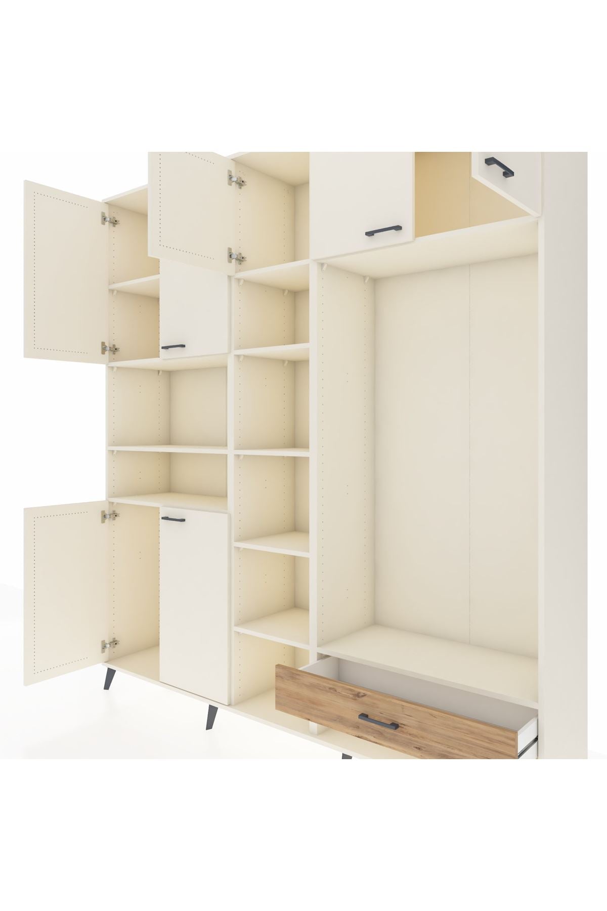 Hyperion Dolap 11 Raflı Tek Çekmeceli 7 Kapaklı 220x44x243 - S553M043V06B