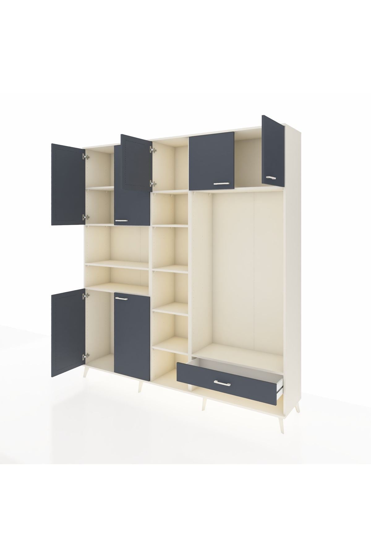 Hyperion Dolap 11 Raflı Tek Çekmeceli 7 Kapaklı 220x44x243 - S553M043V08B