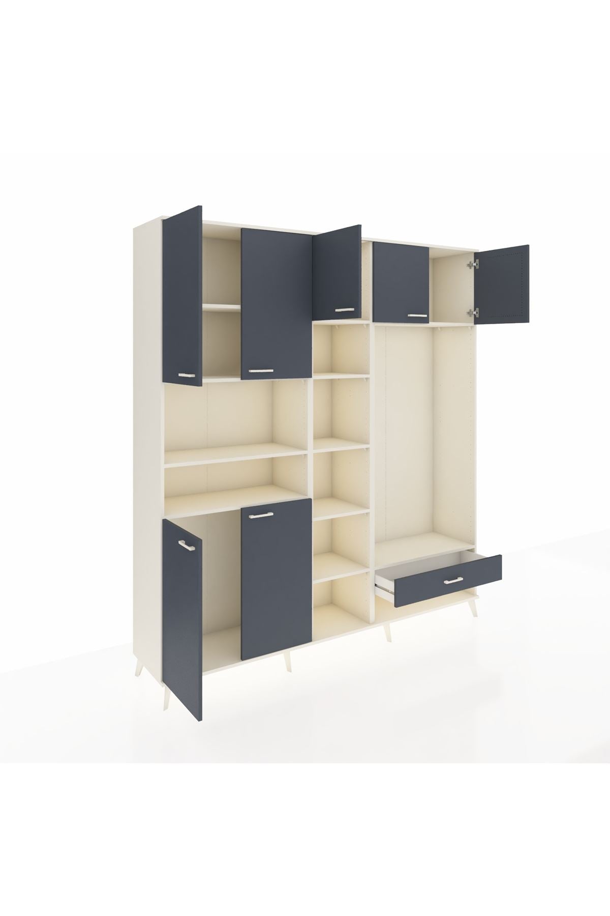 Hyperion Dolap 11 Raflı Tek Çekmeceli 7 Kapaklı 220x44x243 - S553M043V08B