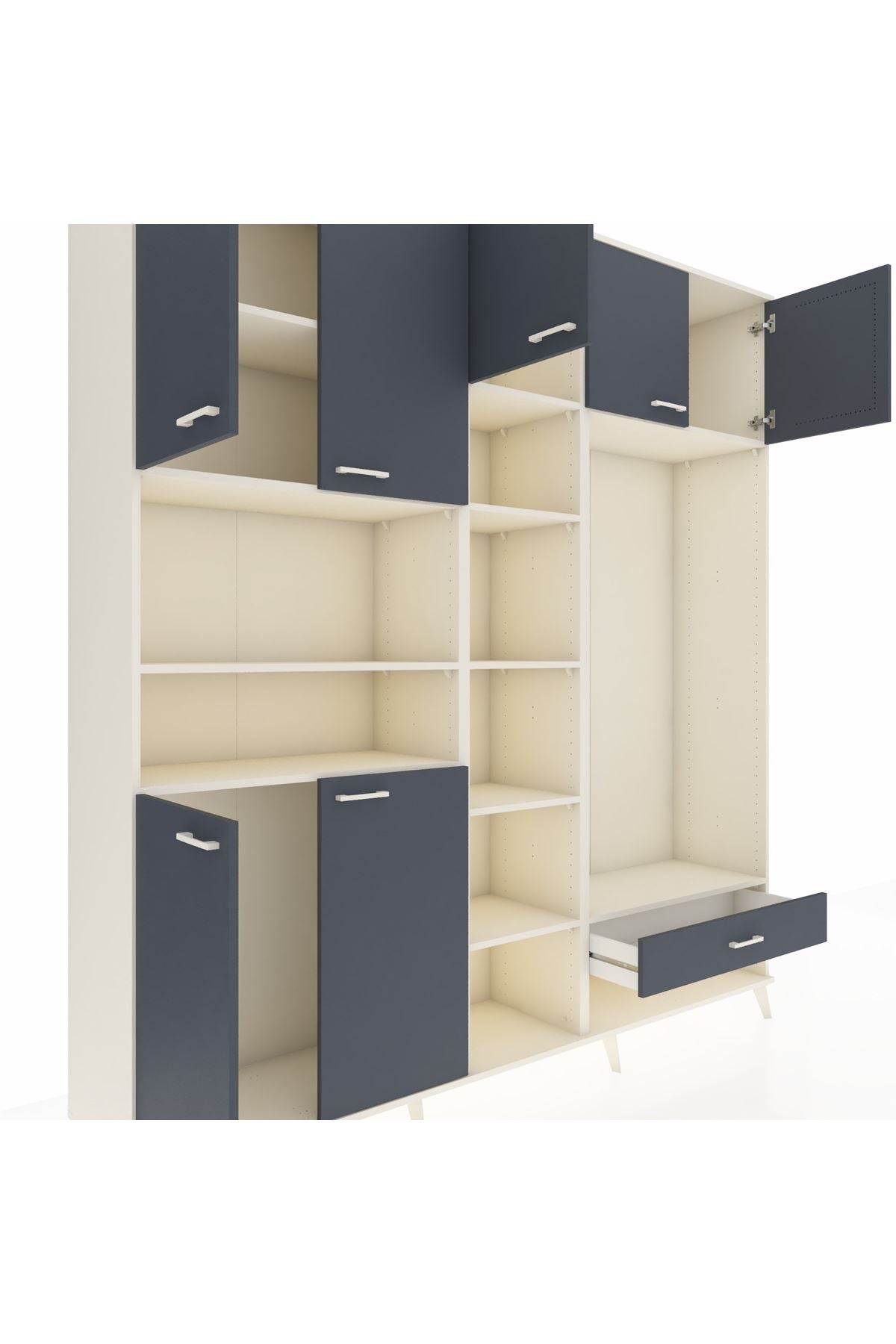 Hyperion Dolap 11 Raflı Tek Çekmeceli 7 Kapaklı 220x44x243 - S553M043V08B