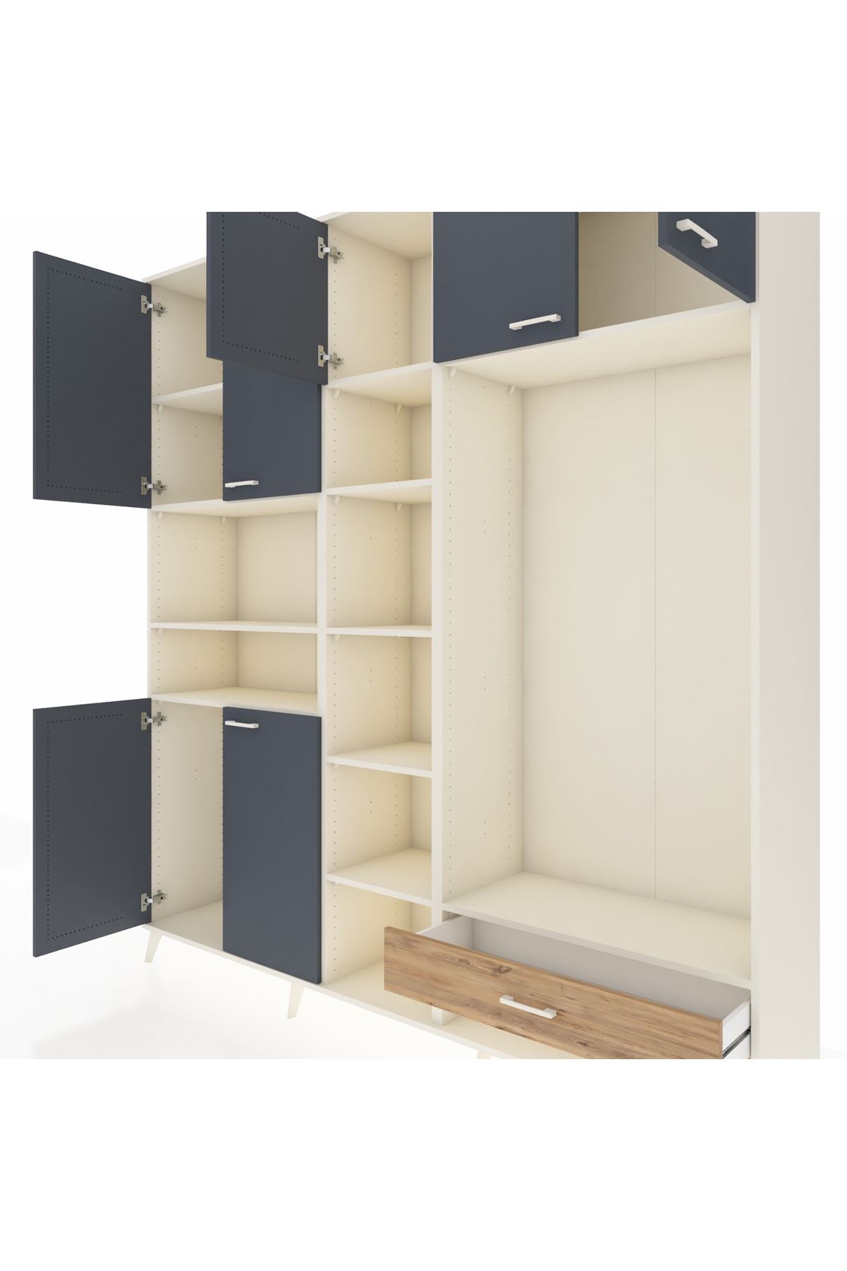 Hyperion Dolap 11 Raflı Tek Çekmeceli 7 Kapaklı 220x44x243 - S553M043V09B