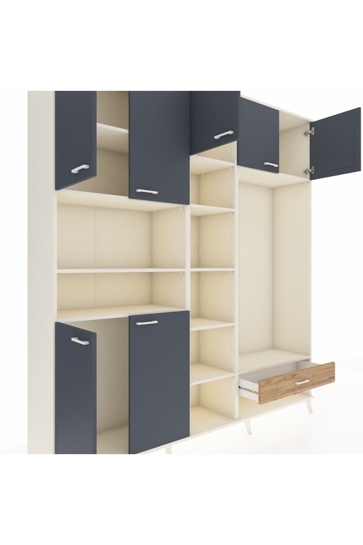 Hyperion Dolap 11 Raflı Tek Çekmeceli 7 Kapaklı 220x44x243 - S553M043V09B