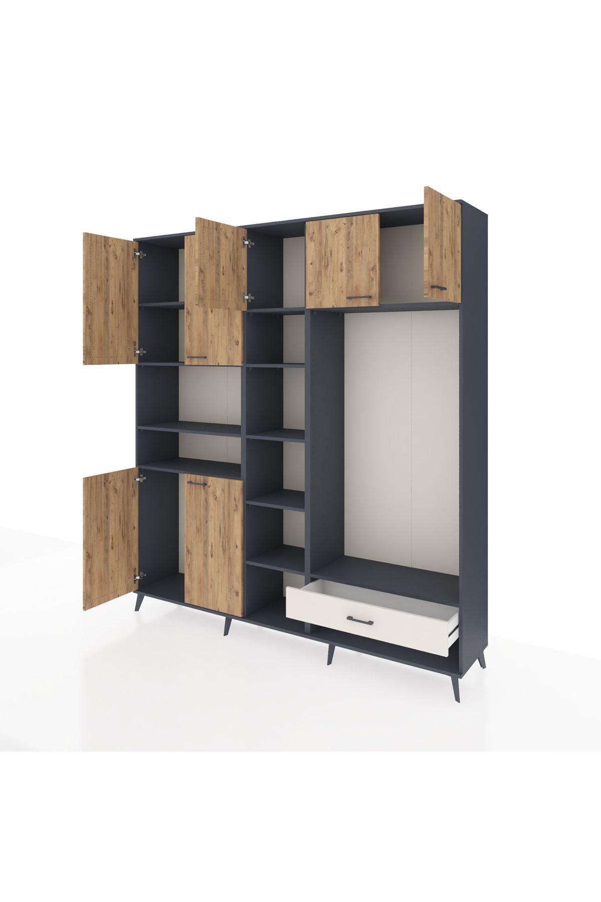 Hyperion Dolap 11 Raflı Tek Çekmeceli 7 Kapaklı 220x44x243 - S553M043V10B