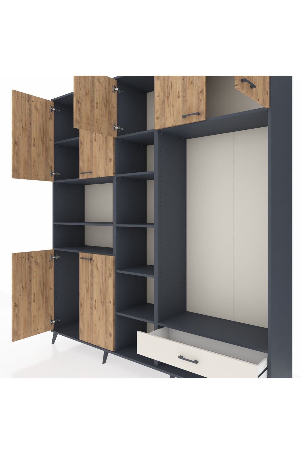 Hyperion Dolap 11 Raflı Tek Çekmeceli 7 Kapaklı 220x44x243 - S553M043V10B