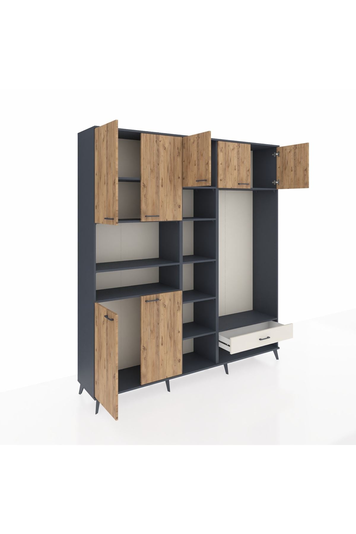 Hyperion Dolap 11 Raflı Tek Çekmeceli 7 Kapaklı 220x44x243 - S553M043V10B