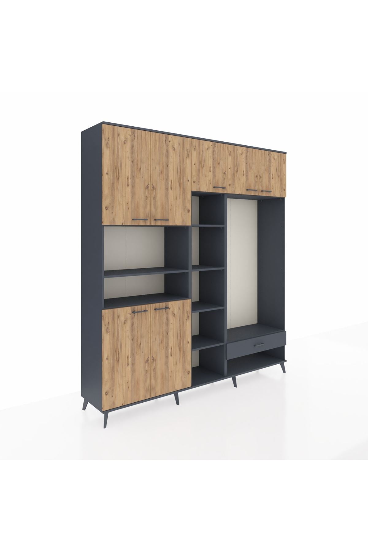 Hyperion Dolap 11 Raflı Tek Çekmeceli 7 Kapaklı 220x44x243 - S553M043V11B