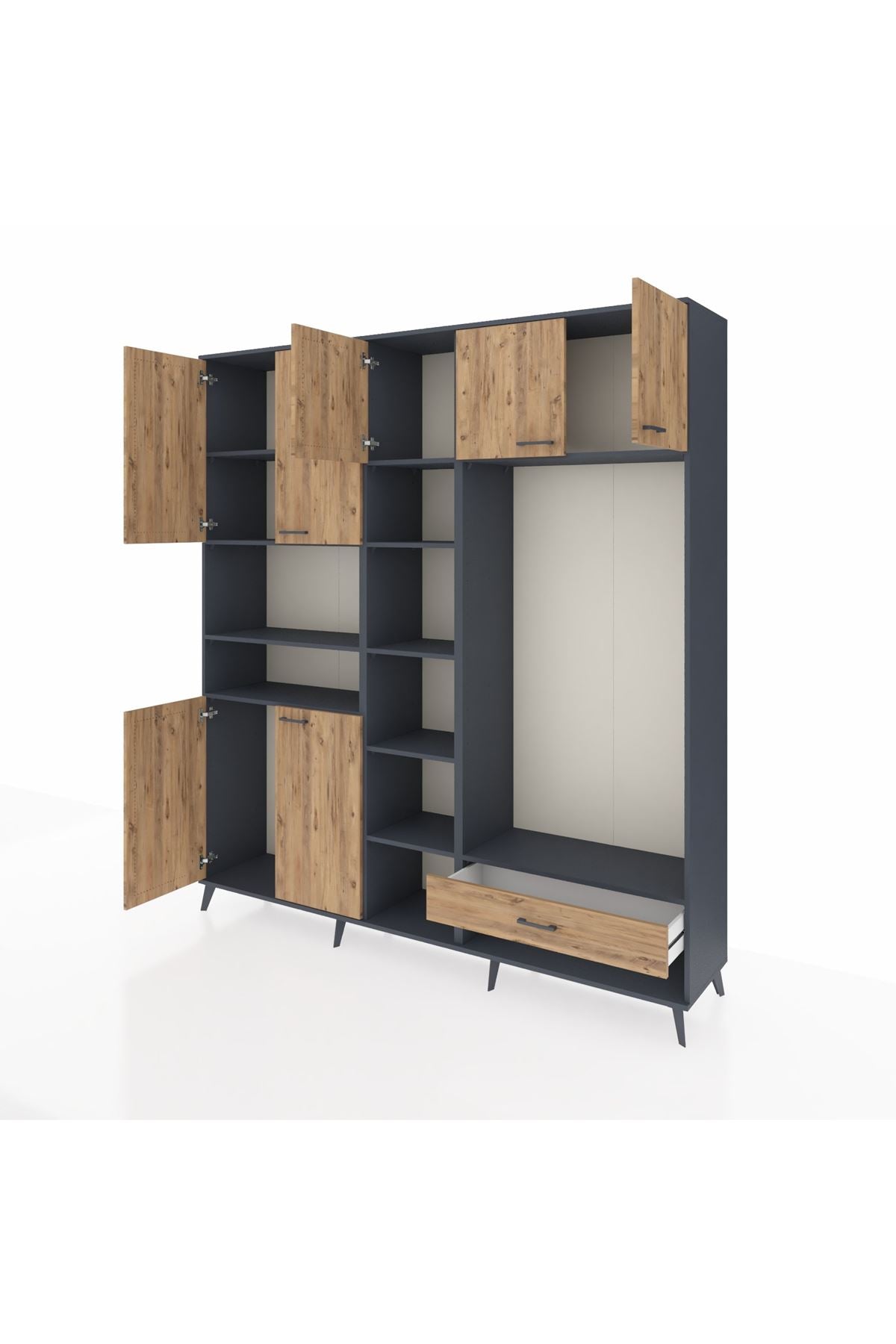 Hyperion Dolap 11 Raflı Tek Çekmeceli 7 Kapaklı 220x44x243 - S553M043V12B