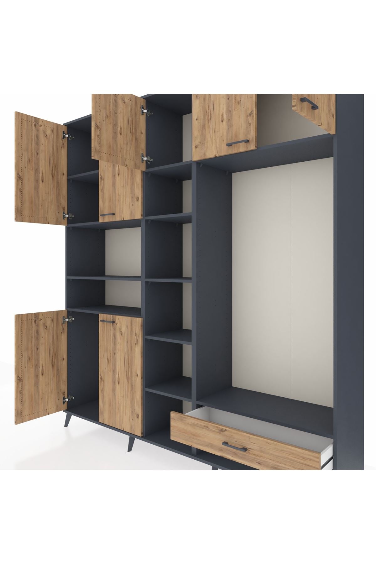 Hyperion Dolap 11 Raflı Tek Çekmeceli 7 Kapaklı 220x44x243 - S553M043V12B