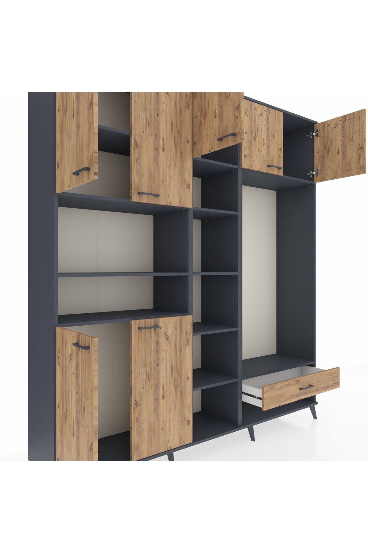 Hyperion Dolap 11 Raflı Tek Çekmeceli 7 Kapaklı 220x44x243 - S553M043V12B