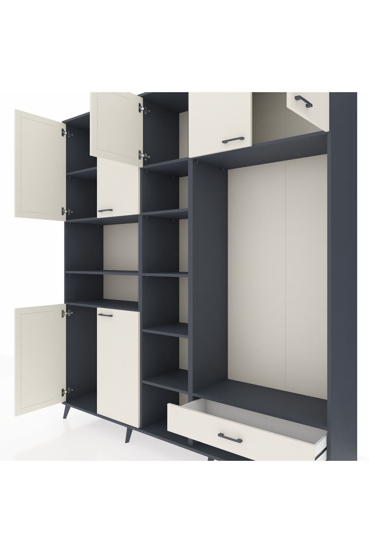 Hyperion Dolap 11 Raflı Tek Çekmeceli 7 Kapaklı 220x44x243 - S553M043V13B