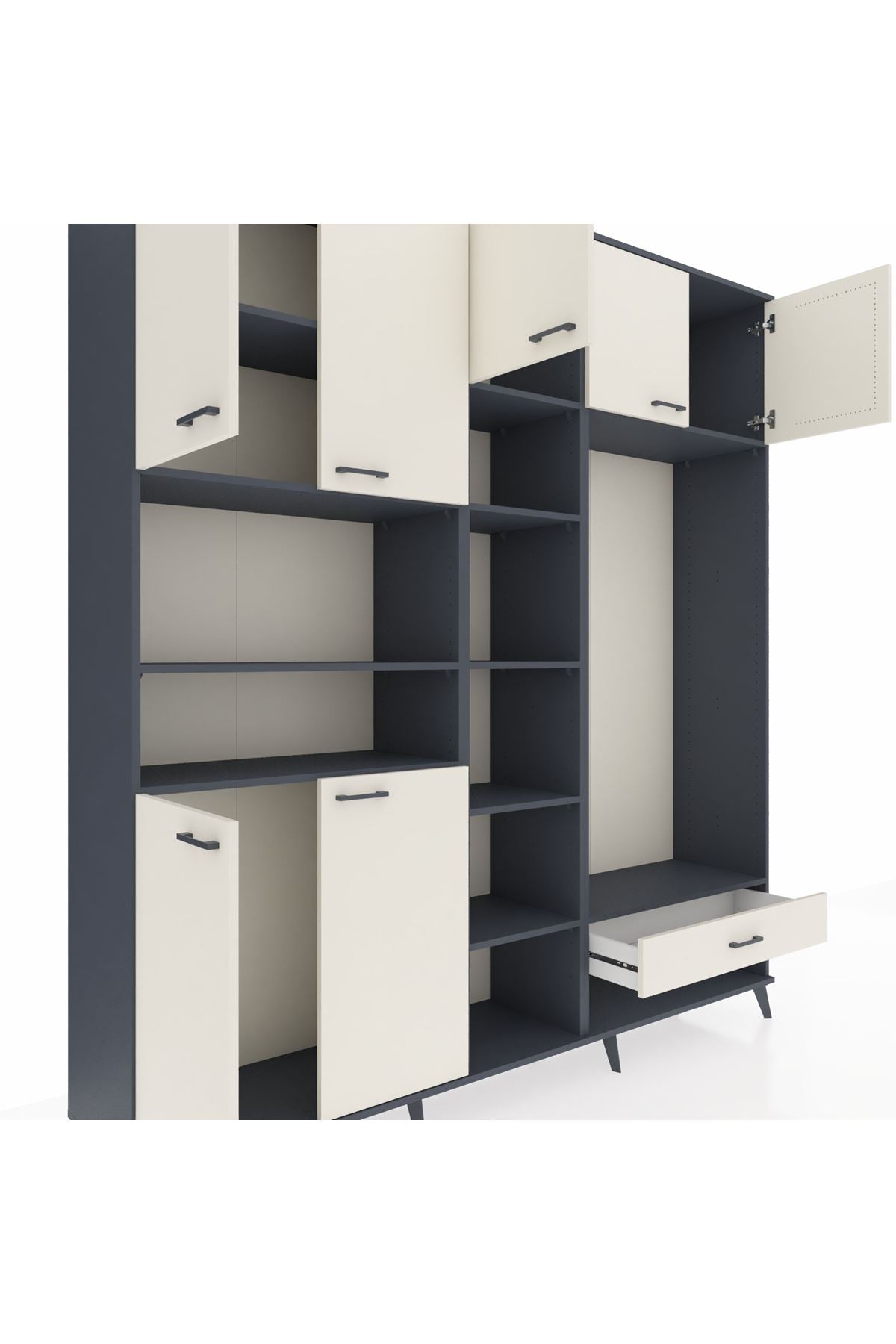 Hyperion Dolap 11 Raflı Tek Çekmeceli 7 Kapaklı 220x44x243 - S553M043V13B