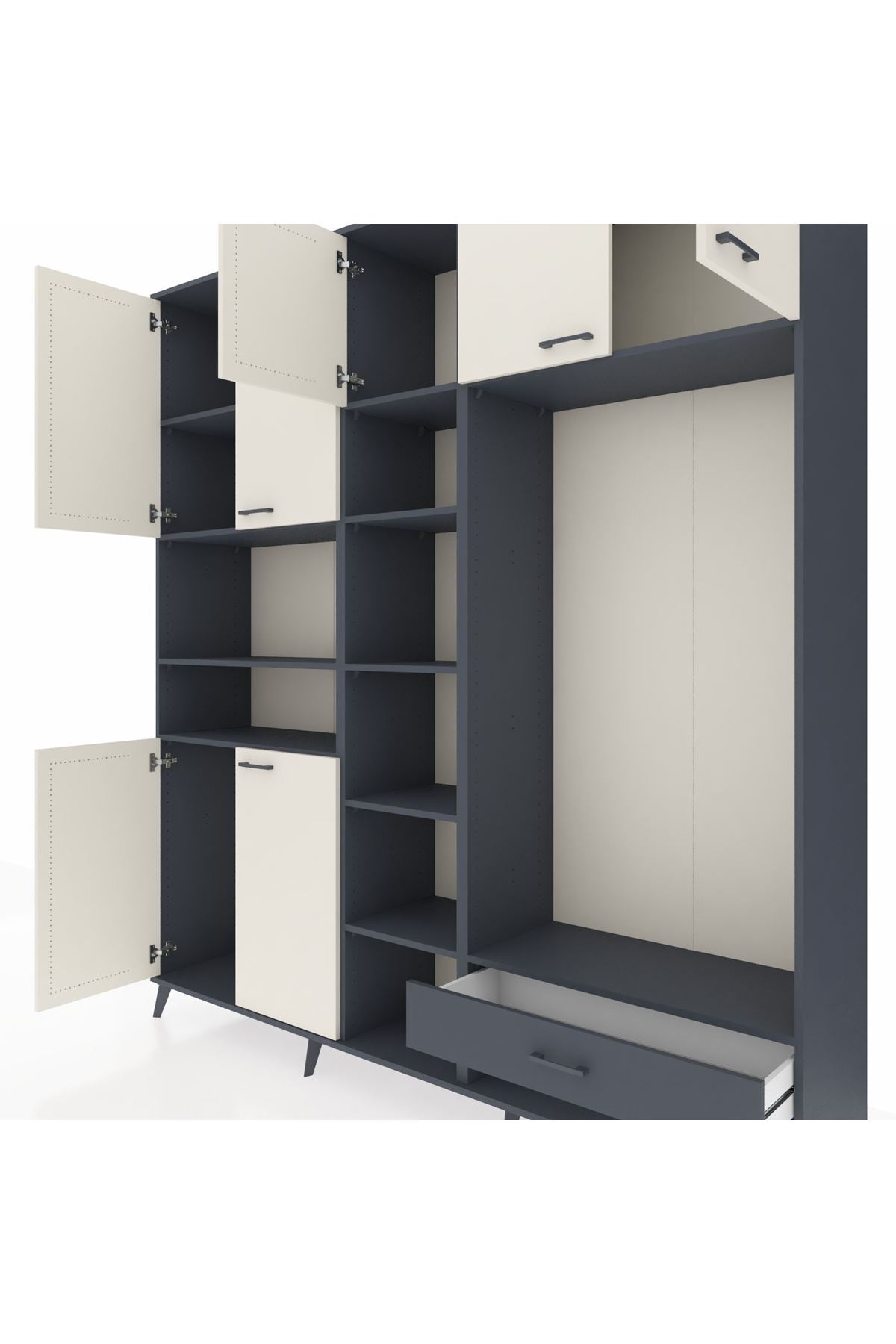 Hyperion Dolap 11 Raflı Tek Çekmeceli 7 Kapaklı 220x44x243 - S553M043V14B