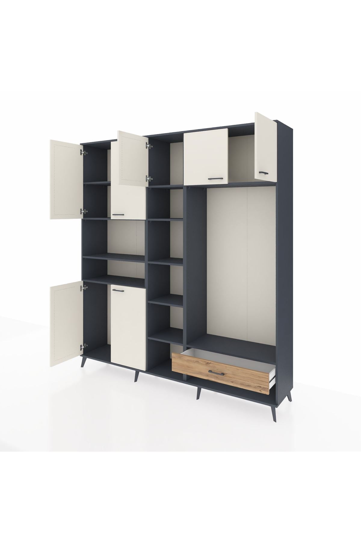 Hyperion Dolap 11 Raflı Tek Çekmeceli 7 Kapaklı 220x44x243 - S553M043V15B