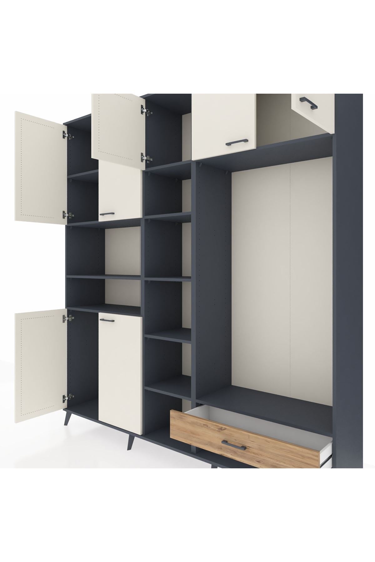 Hyperion Dolap 11 Raflı Tek Çekmeceli 7 Kapaklı 220x44x243 - S553M043V15B